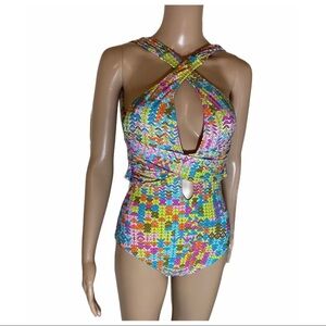 Trina Turk Tuvalu crisscross multi print s…